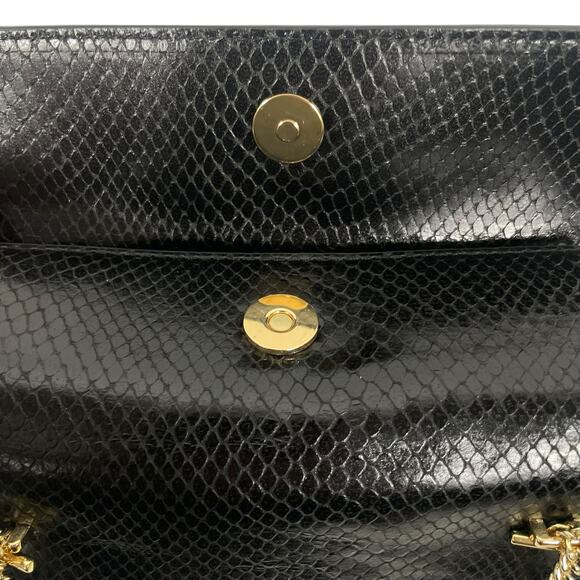 J. Crew Chain Stap Bag Snake Embossed Leather Black Gold Chain - Picture 12 of 14